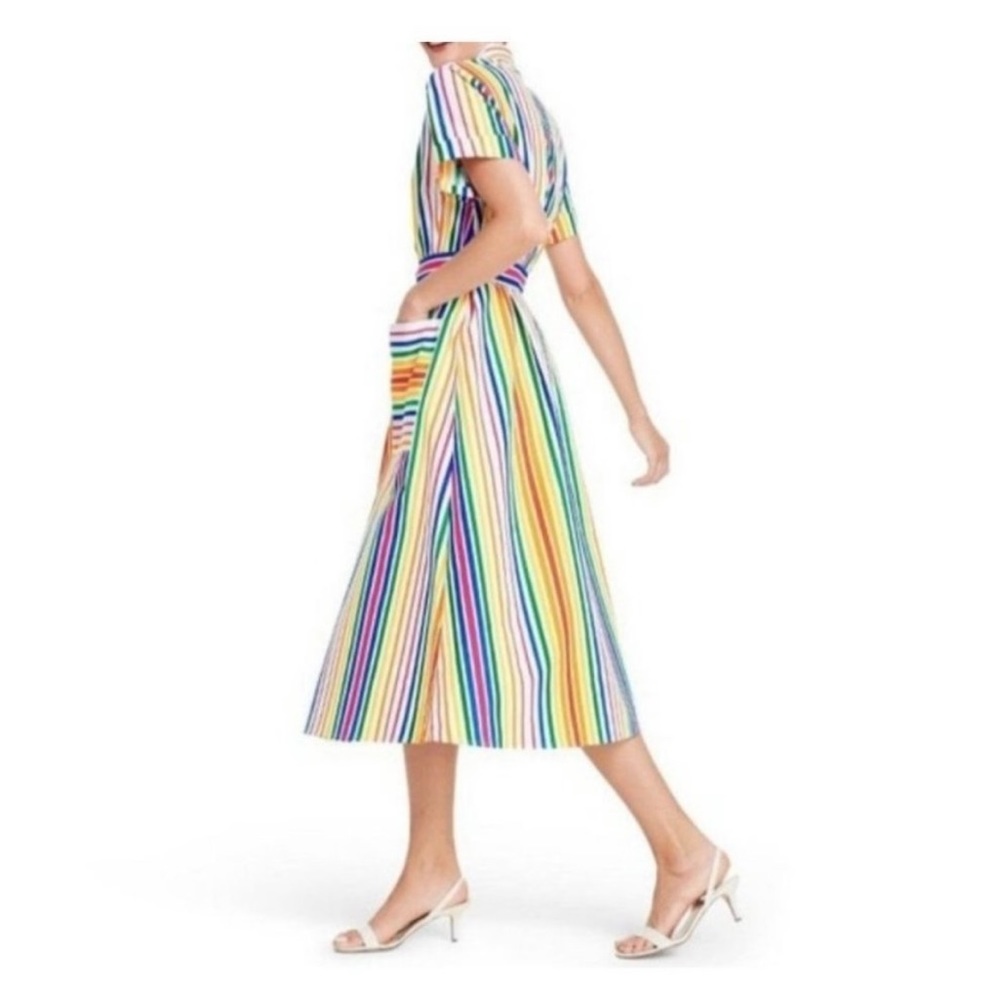 NWT Christopher John Rogers Rainbow Shirt Women’s Midi Dress Size 0
